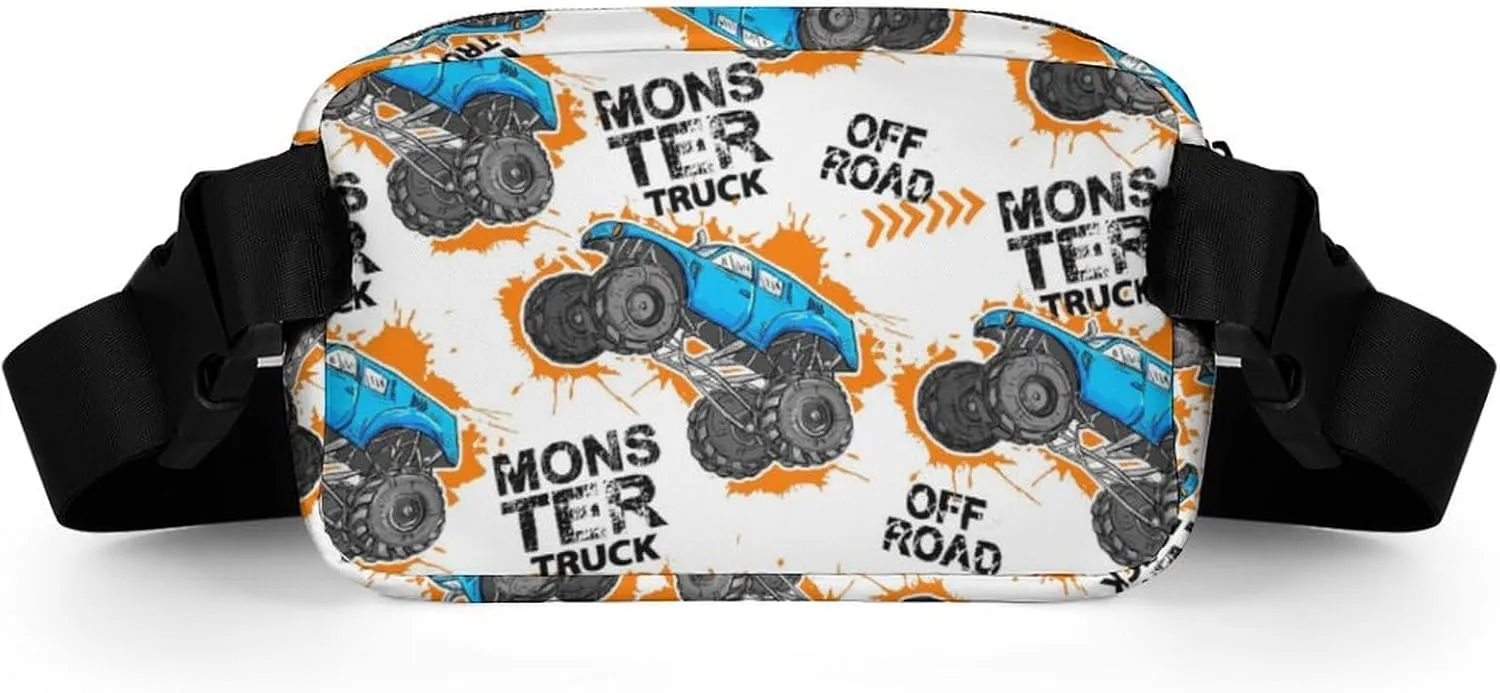 Cartoon Monster Truck Car Belt Bag Fanny Pack Crossbody Trace of Tire Fashion Waist Packs With Adjustable Strap For Men Women Travel Hiking Cycling Running