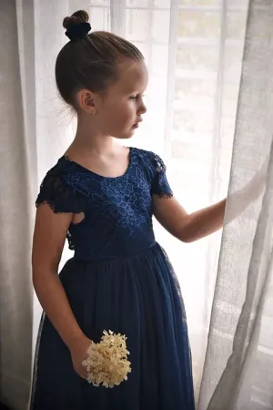 Celeste Navy Blue Girls Dress - Size 1-2