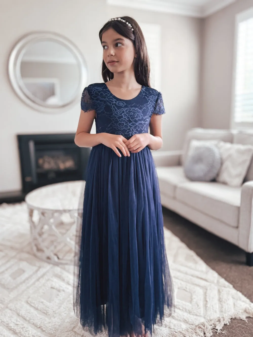 Celeste Navy Blue Girls Dress - Size 1-2