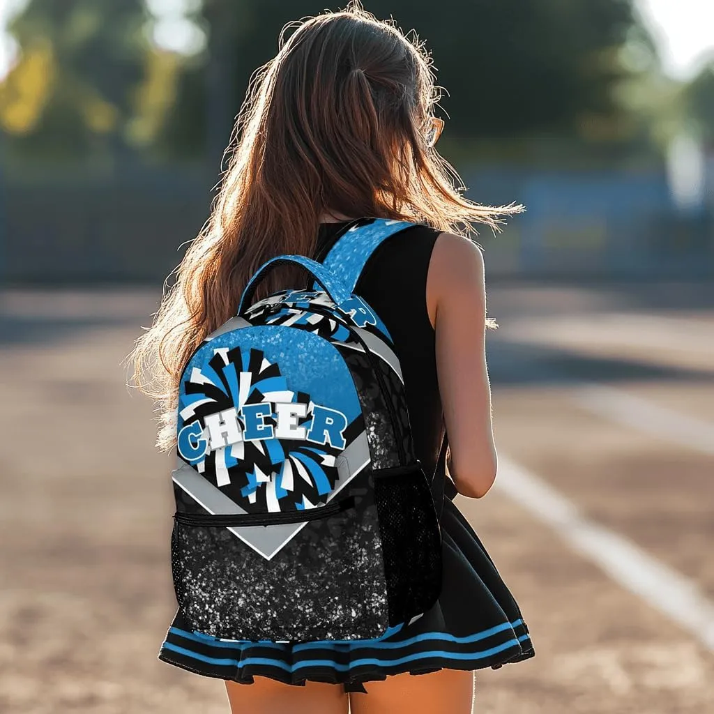 Cheer Backpacks for Cheerleaders, Cheerleading Backpack 16.5in, Cheerleader Gifts for Team (Blue&Black)