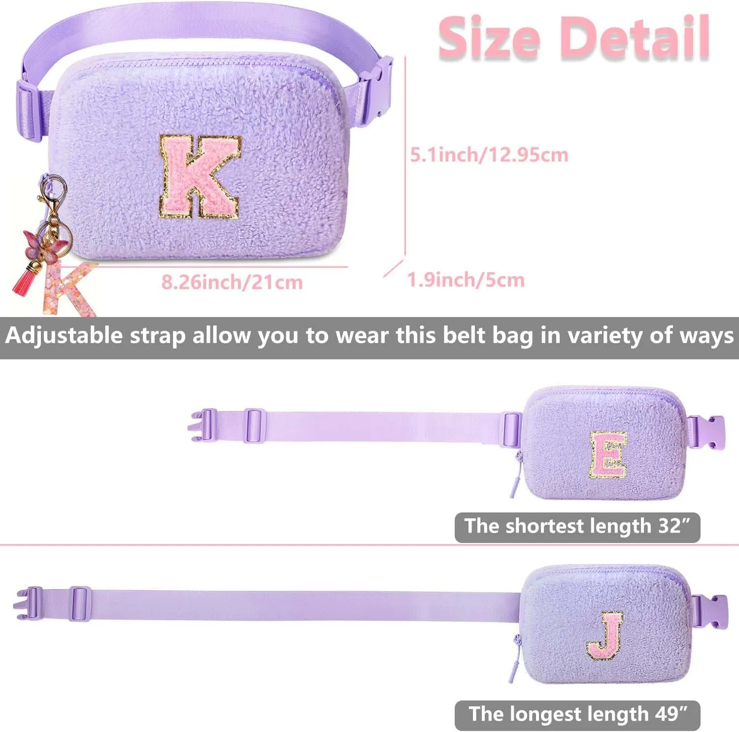 Christmas Gifts for Girls Teen Kids - Birthday Gifts for Women, Personalized Gifts for Mom Freind Sister Teacher, Graduation Gifts for Her, Initial Crossbody Bag Belt Bag for Women Purple S