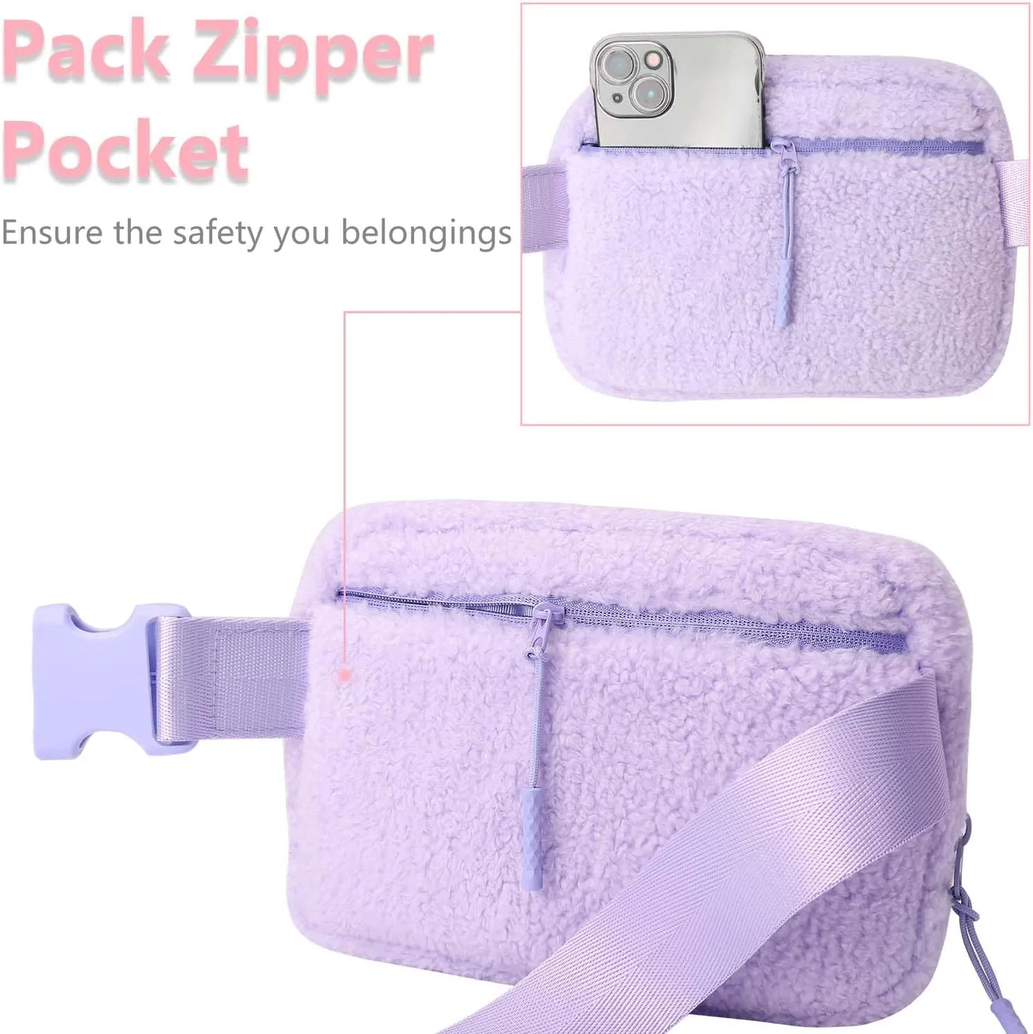 Christmas Gifts for Girls Teen Kids - Birthday Gifts for Women, Personalized Gifts for Mom Freind Sister Teacher, Graduation Gifts for Her, Initial Crossbody Bag Belt Bag for Women Purple S