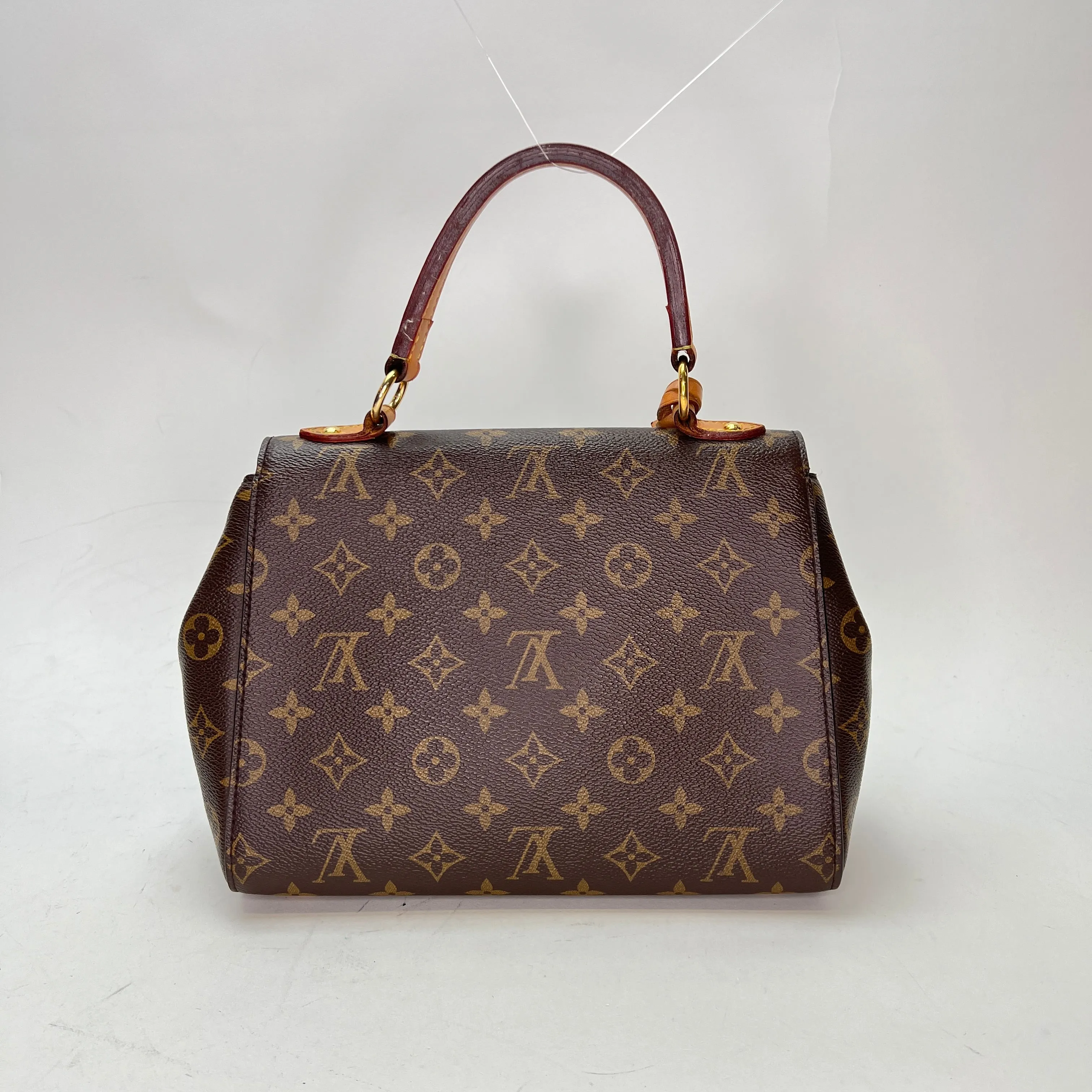 Cluny BB Brown Top Handle Bag in Monogram Coated Canvas, Gold hardware