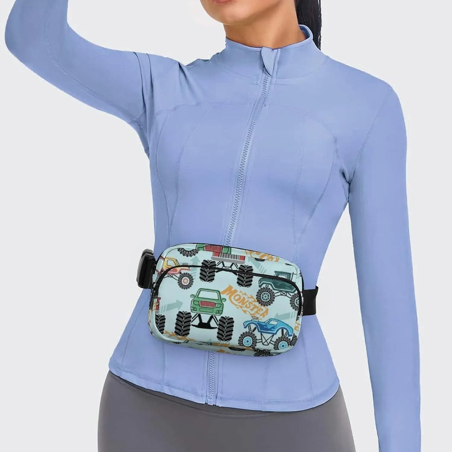 Colorful Monster Truck Belt Bag Fanny Pack Crossbody Cartoon Cars Fashion Waist Packs With Adjustable Strap For Men Women Travel Hiking Cycling Running