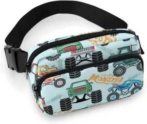 Colorful Monster Truck Belt Bag Fanny Pack Crossbody Cartoon Cars Fashion Waist Packs With Adjustable Strap For Men Women Travel Hiking Cycling Running