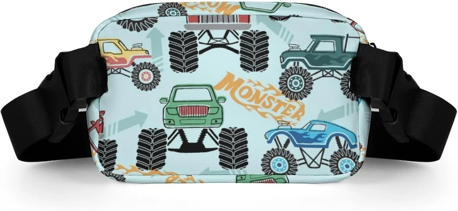 Colorful Monster Truck Belt Bag Fanny Pack Crossbody Cartoon Cars Fashion Waist Packs With Adjustable Strap For Men Women Travel Hiking Cycling Running