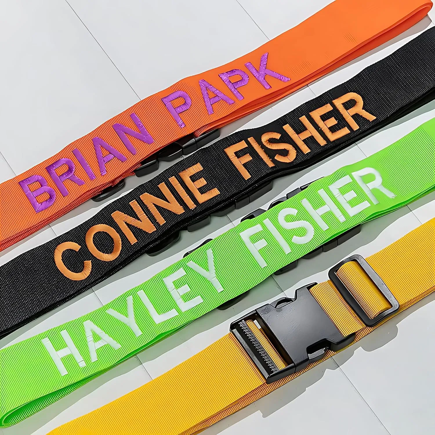 Customized Embroidered Luggage Strap - Personalized Name, Monogrammed Suitcase Belt for Secure Travel, Easy Baggage Identification Unique Gift Frequent Flyers and Travel Enthusiasts (Yellow)
