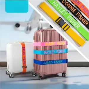 Customized Embroidered Luggage Strap - Personalized Name, Monogrammed Suitcase Belt for Secure Travel, Easy Baggage Identification Unique Gift Frequent Flyers and Travel Enthusiasts (Yellow)