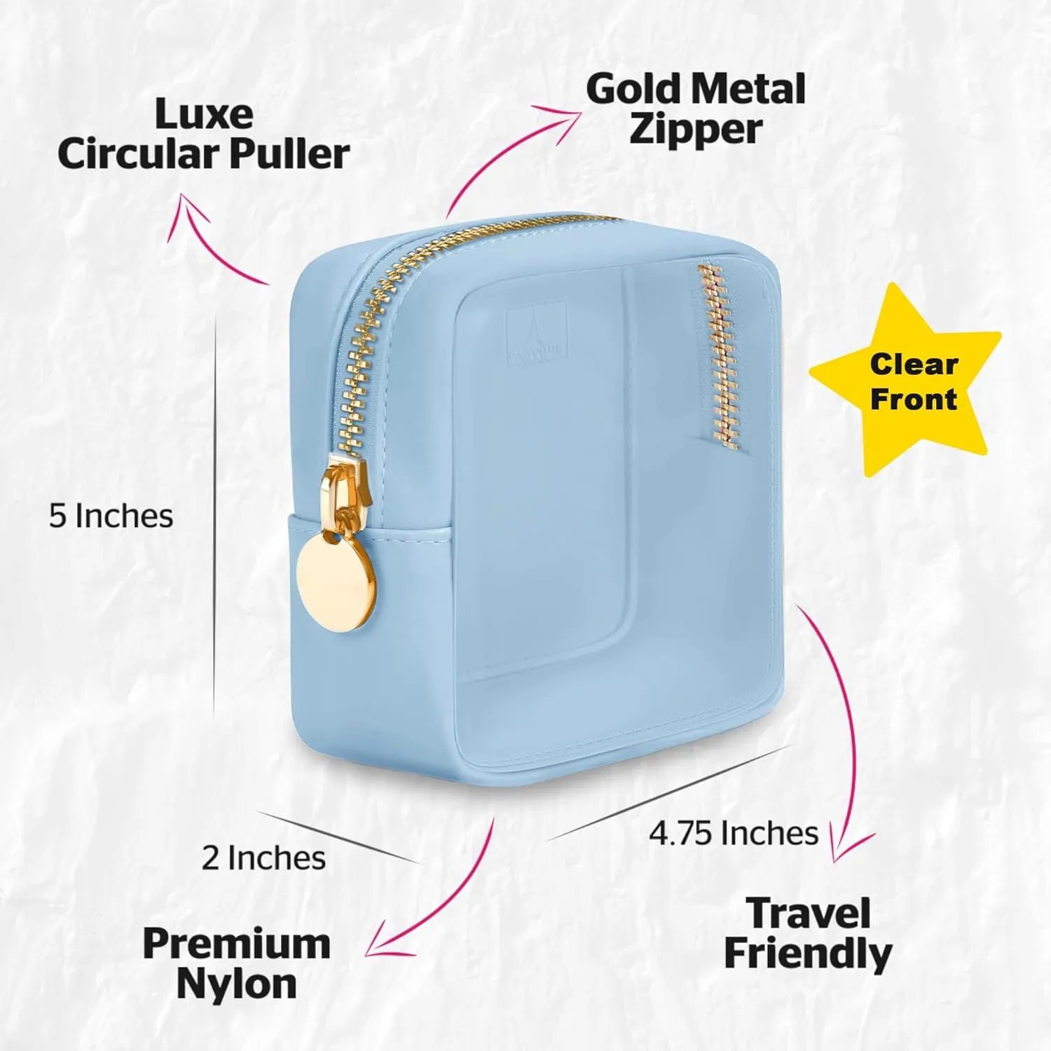 DANCOUR Clear Makeup Bag Mini Pouch for Purse Small Cosmetic Bag Travel Organizer Light Blue Cosmetic Case Pouch