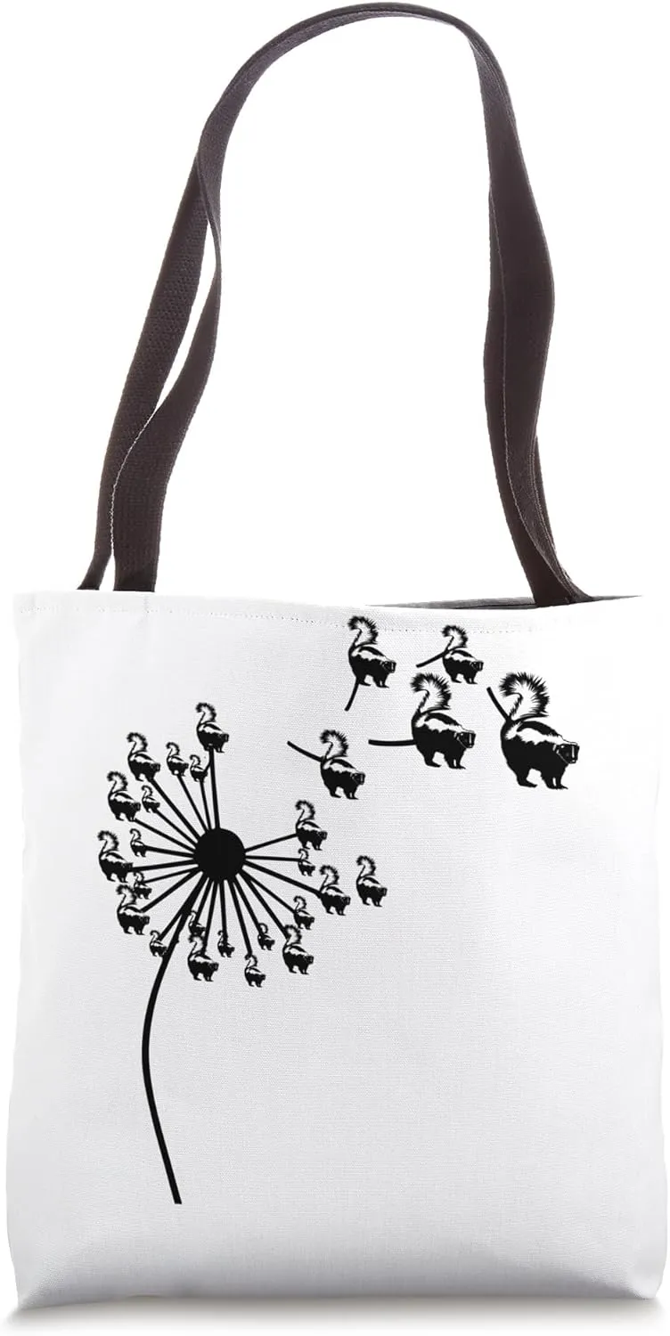 Dandelion Skunk Flower, Floral Skunk Tree Tote Bag