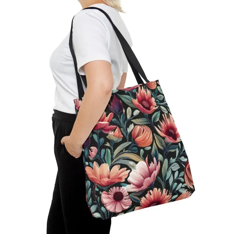 Dipaliz Colorful Flowers Print Tote Bag
