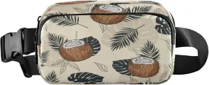 Exnundod Fanny Waist Packs Tropical Coconut Palm Leafs Running Hiking Waist Pack Fashionable Zipper Belt Bag for Workout Traveling