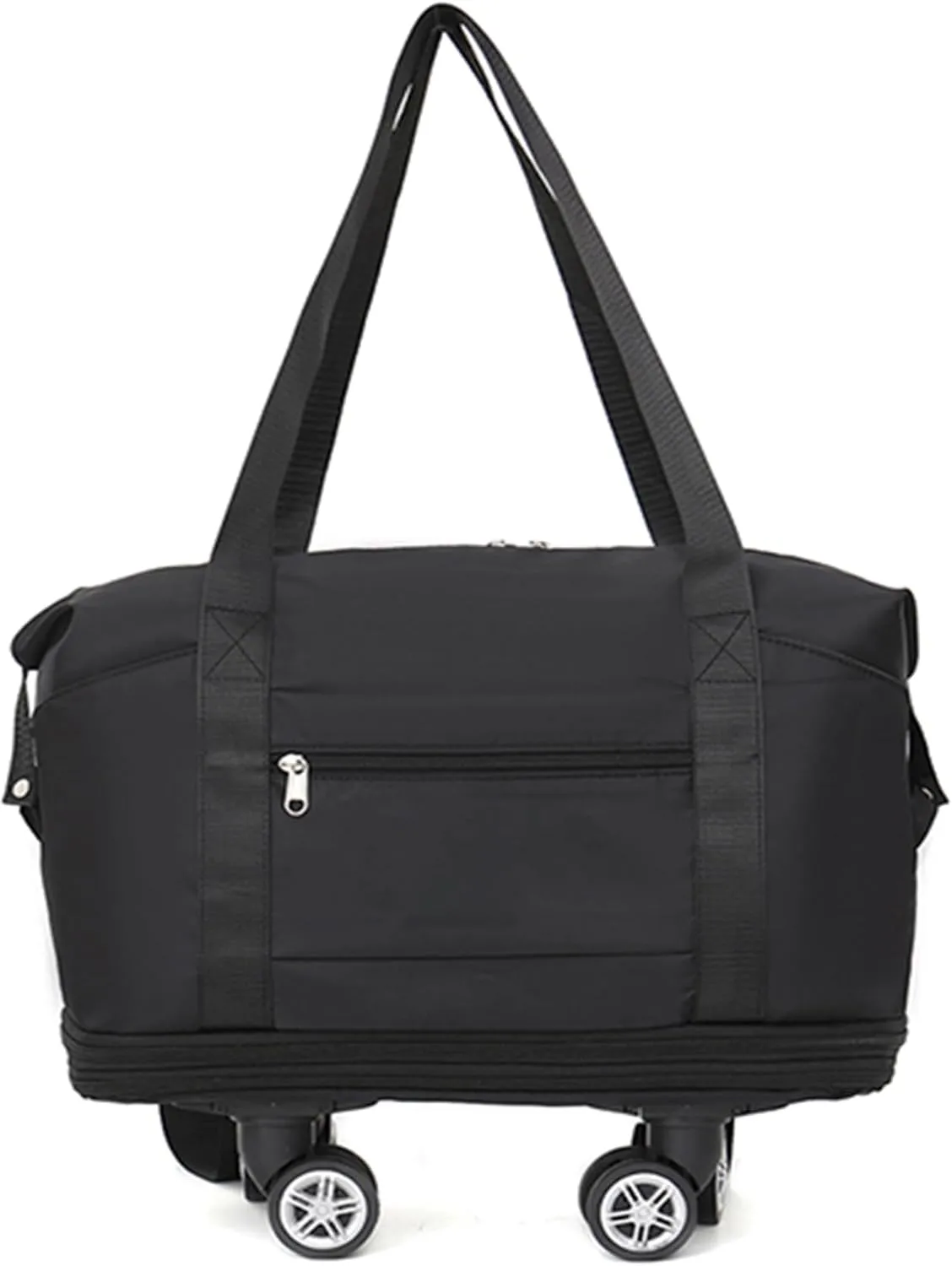 Expandable Rolling Duffel Bag with Wheels - Collapsible Travel Bag for Airline & Road Trips | Foldable Weekender Bag with 360 Spinner Wheels for Men & Women(Black)