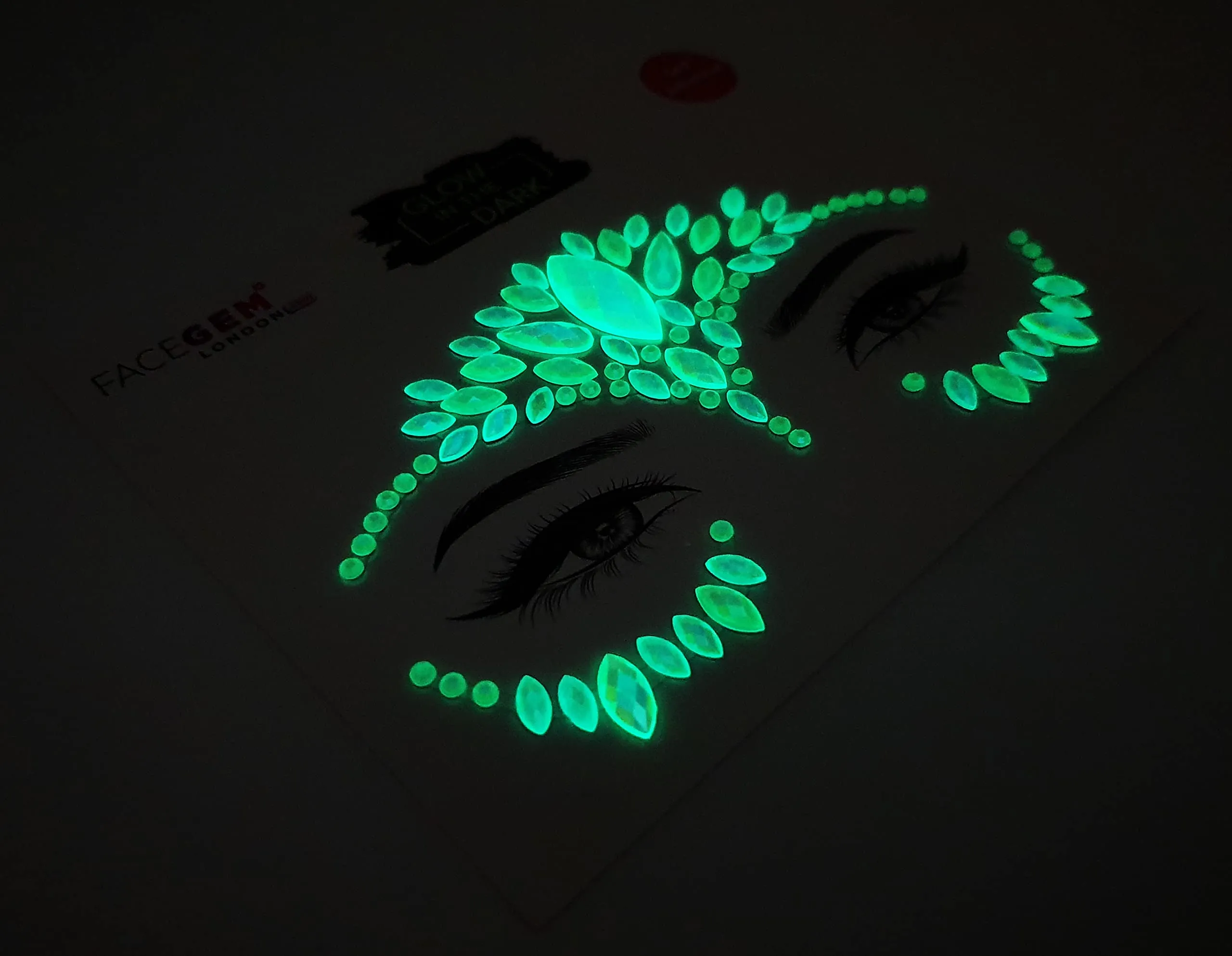 Face Gems Adhesive Glitter Jewel Tattoo Sticker Festival Gems Rave Party Body Make Up (GLOW IN THE DARK)