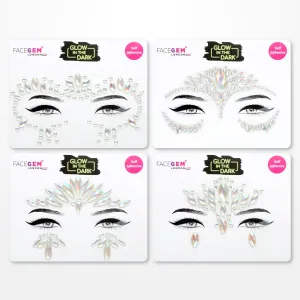 Face Gems Adhesive Glitter Jewel Tattoo Sticker Festival Gems Rave Party Body Make Up (GLOW IN THE DARK)