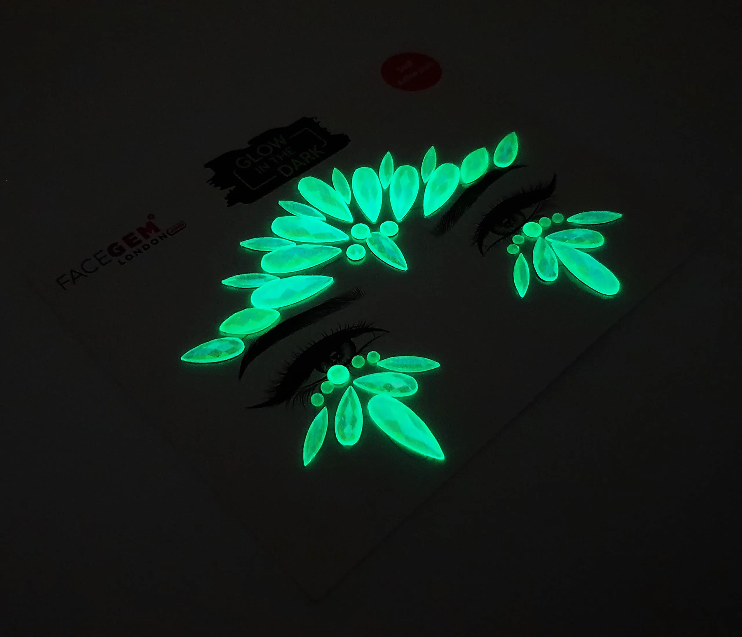 Face Gems Adhesive Glitter Jewel Tattoo Sticker Festival Gems Rave Party Body Make Up (GLOW IN THE DARK)