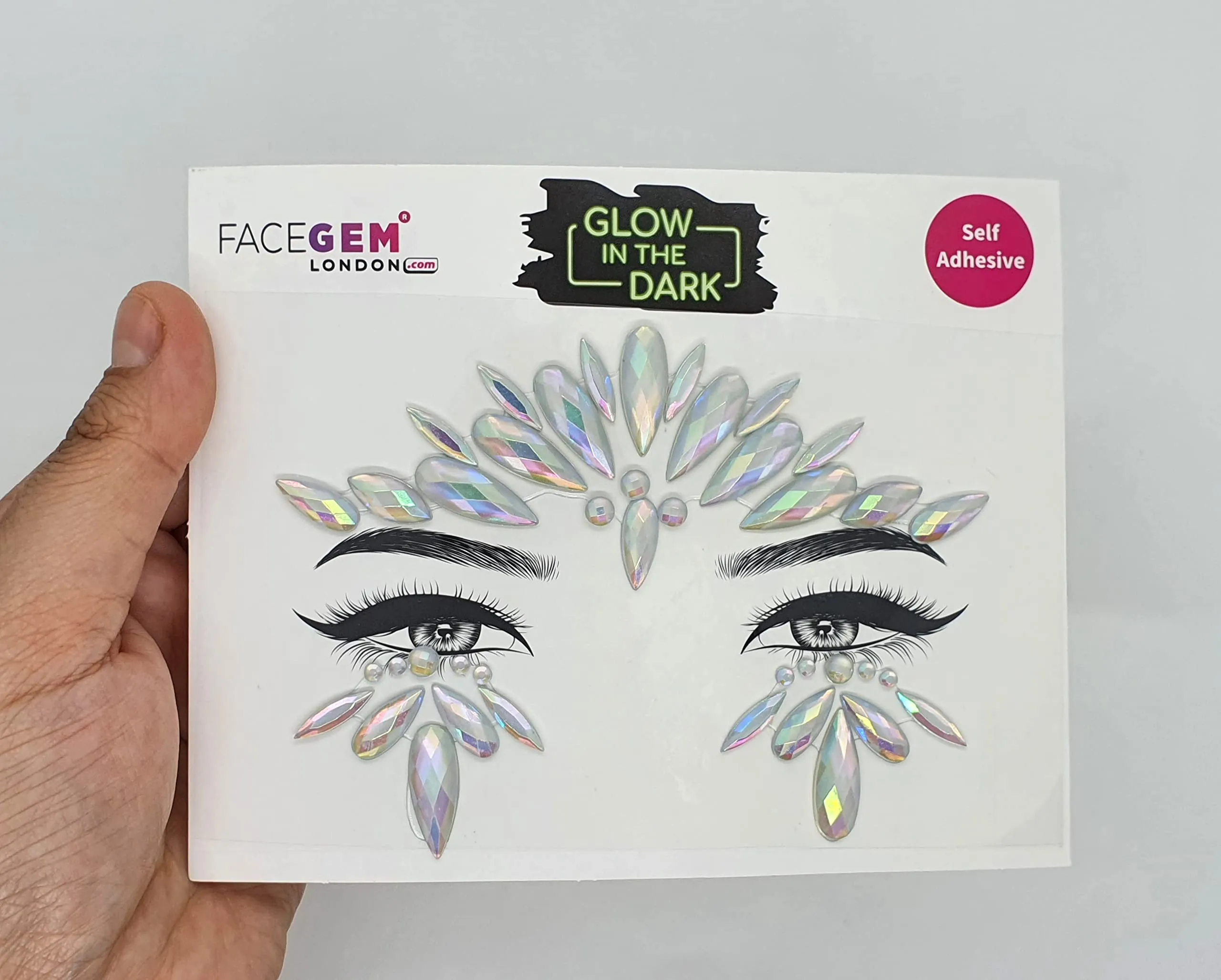 Face Gems Adhesive Glitter Jewel Tattoo Sticker Festival Gems Rave Party Body Make Up (GLOW IN THE DARK)