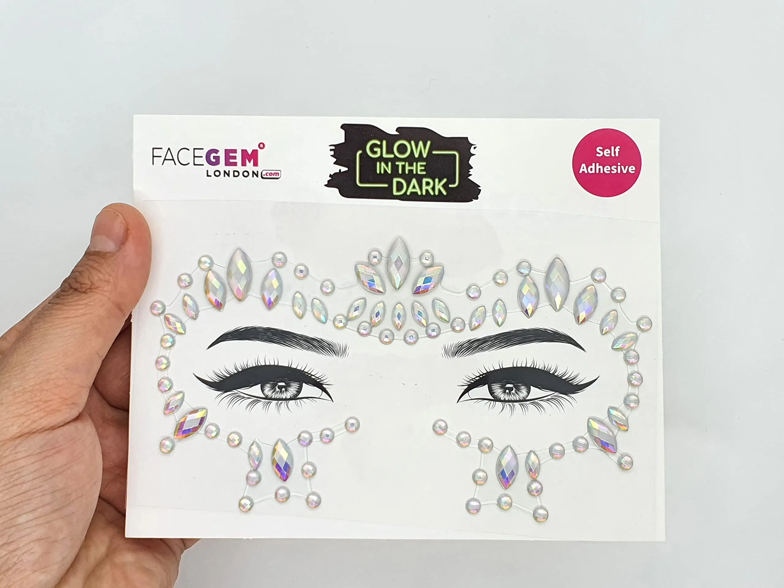 Face Gems Adhesive Glitter Jewel Tattoo Sticker Festival Gems Rave Party Body Make Up (GLOW IN THE DARK)
