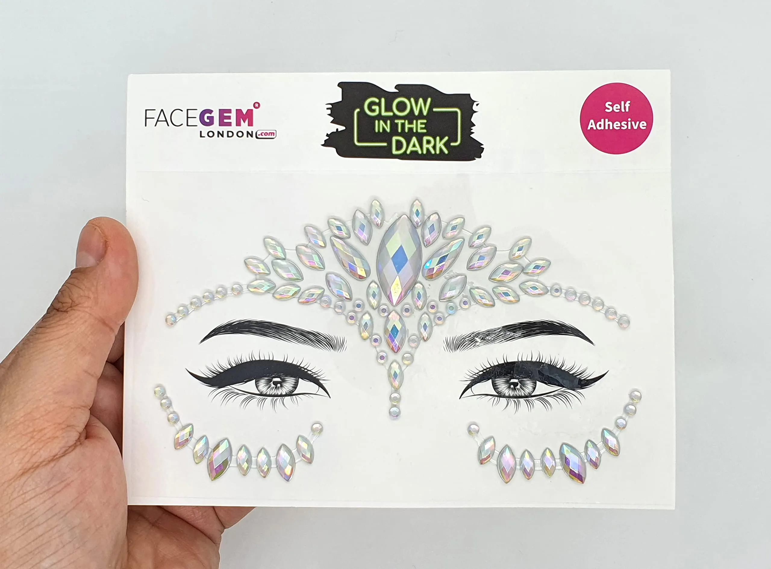 Face Gems Adhesive Glitter Jewel Tattoo Sticker Festival Gems Rave Party Body Make Up (GLOW IN THE DARK)