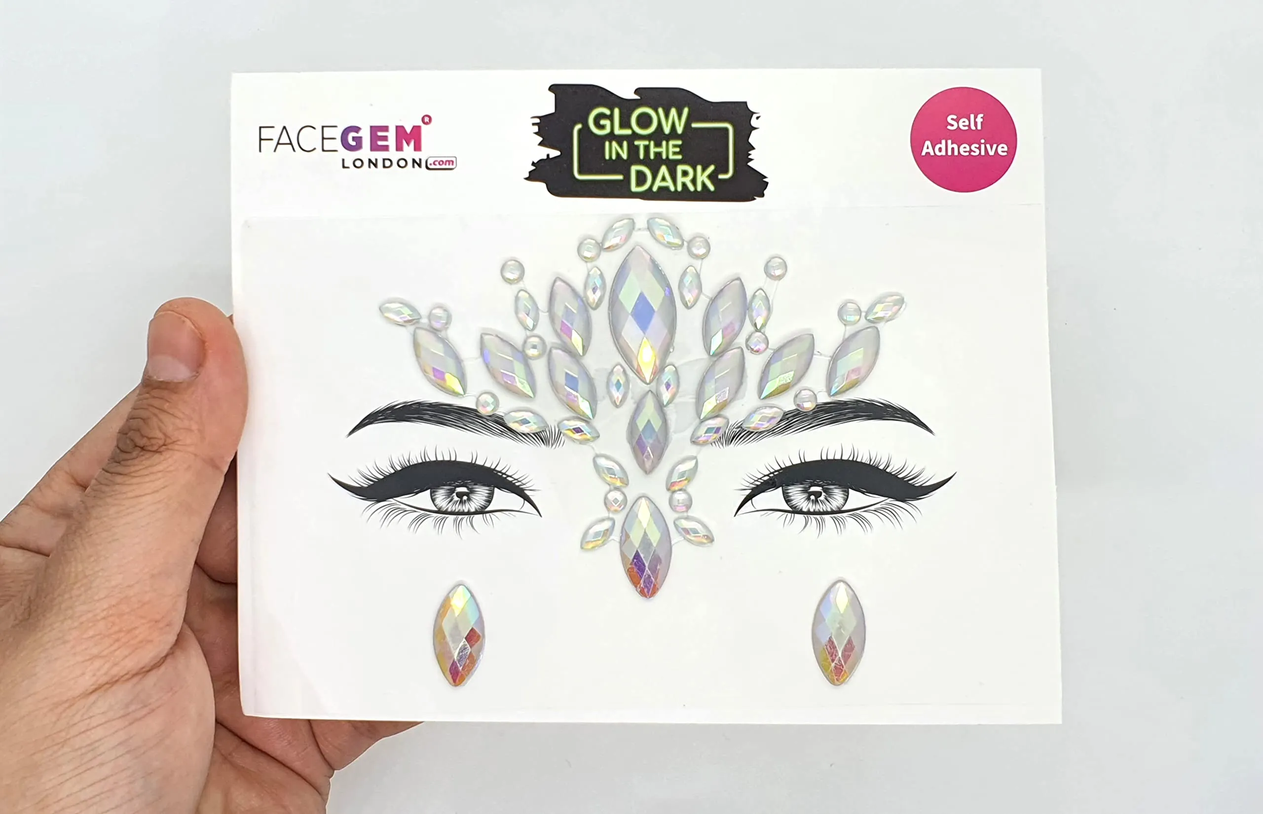 Face Gems Adhesive Glitter Jewel Tattoo Sticker Festival Gems Rave Party Body Make Up (GLOW IN THE DARK)