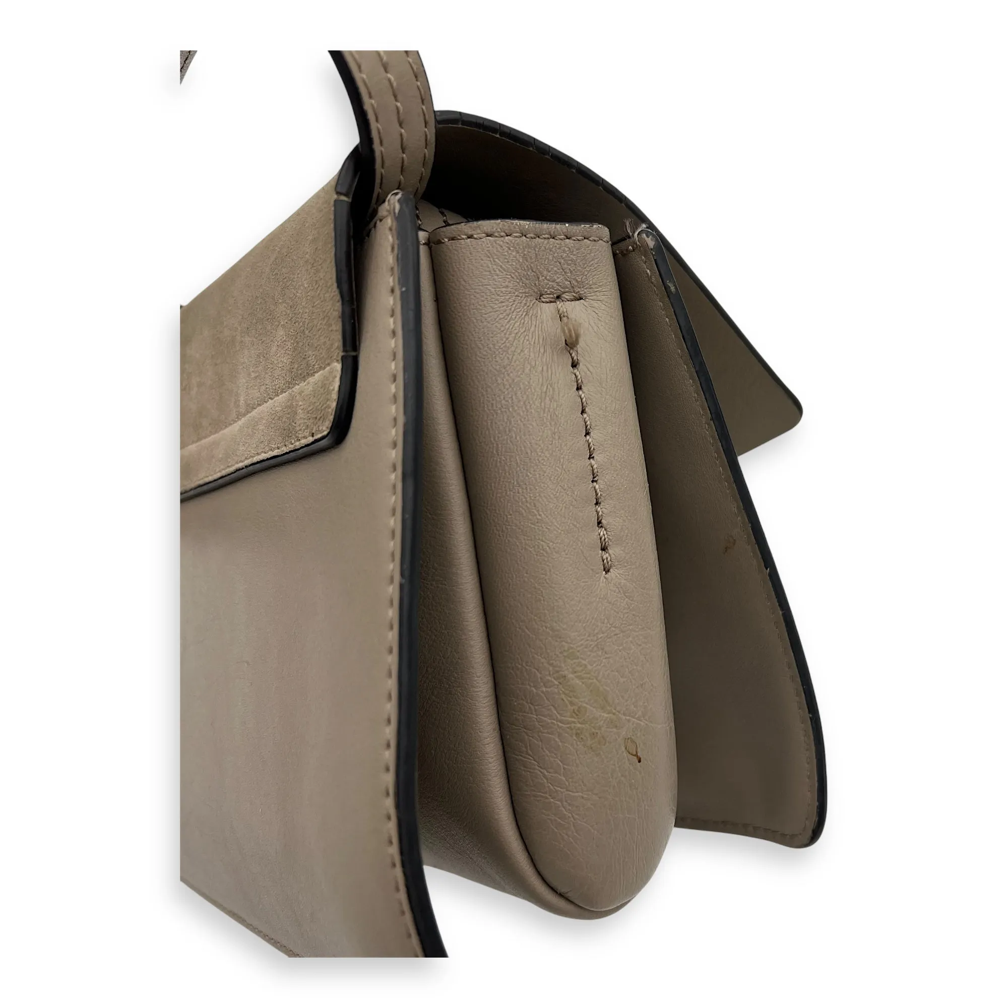 Faye Grey Crossbody Bag in Calfskin, Gold hardware
