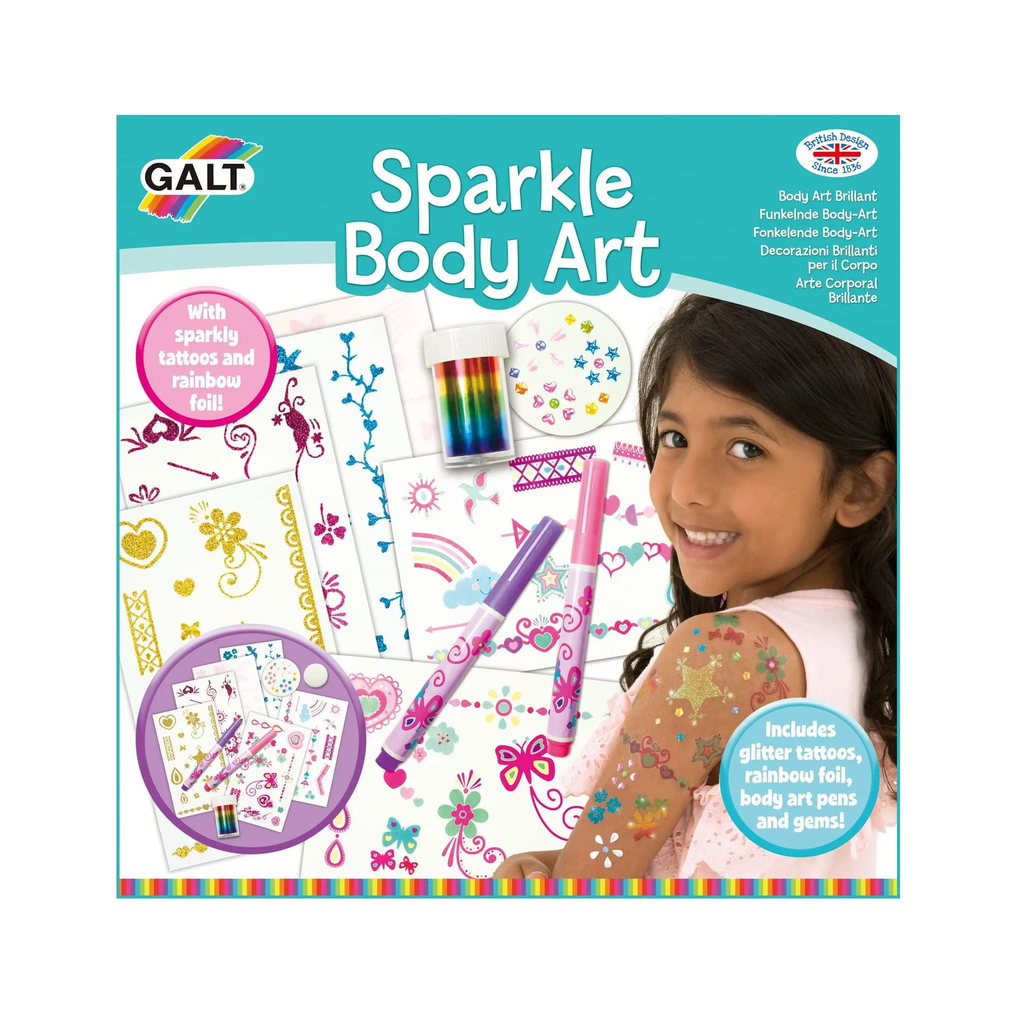 Galt Toys, Sparkle Body Art, Kids' Craft Kits, Ages 6 Years Plus