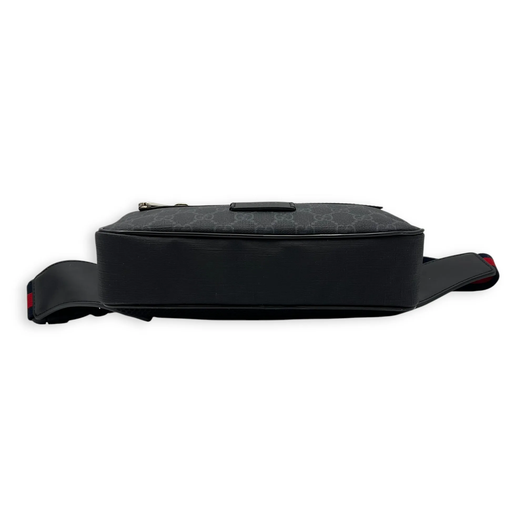 GG Supreme Belt Bag Black in Monogram Coated Canvas, Silver hardware