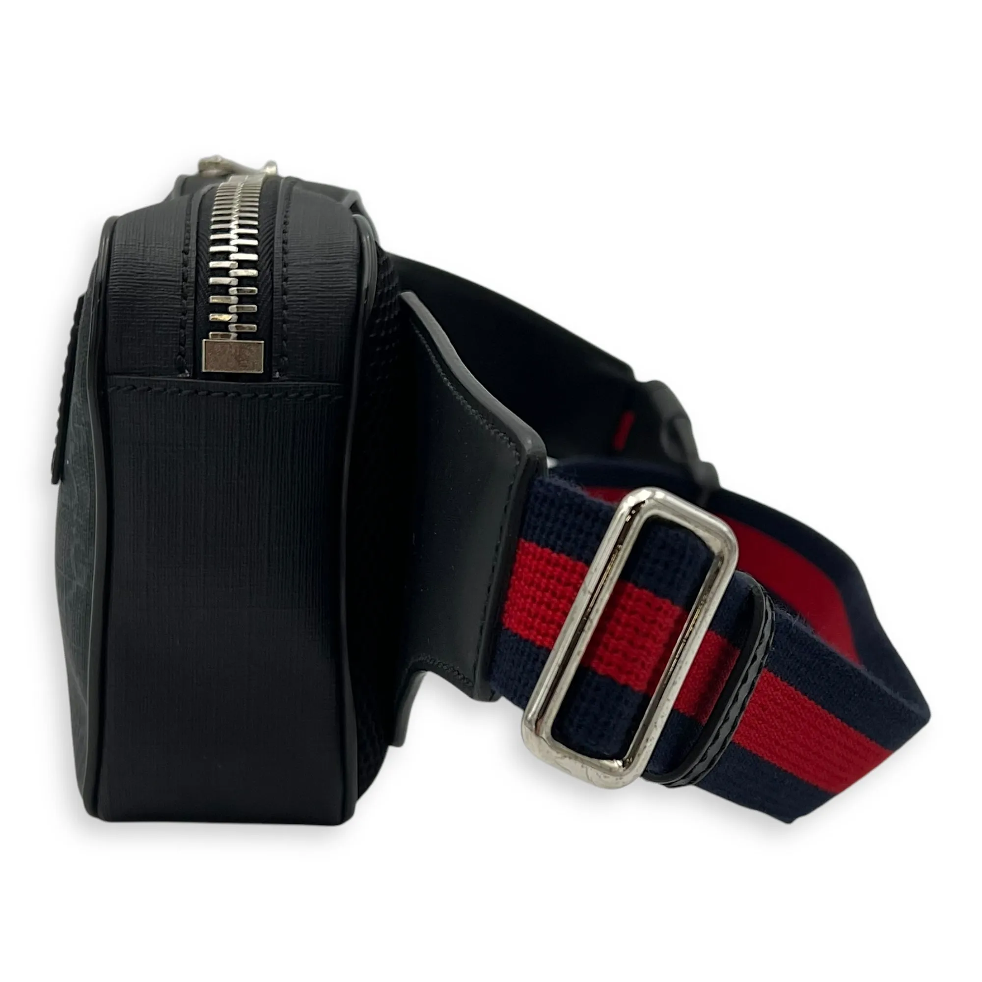 GG Supreme Belt Bag Black in Monogram Coated Canvas, Silver hardware