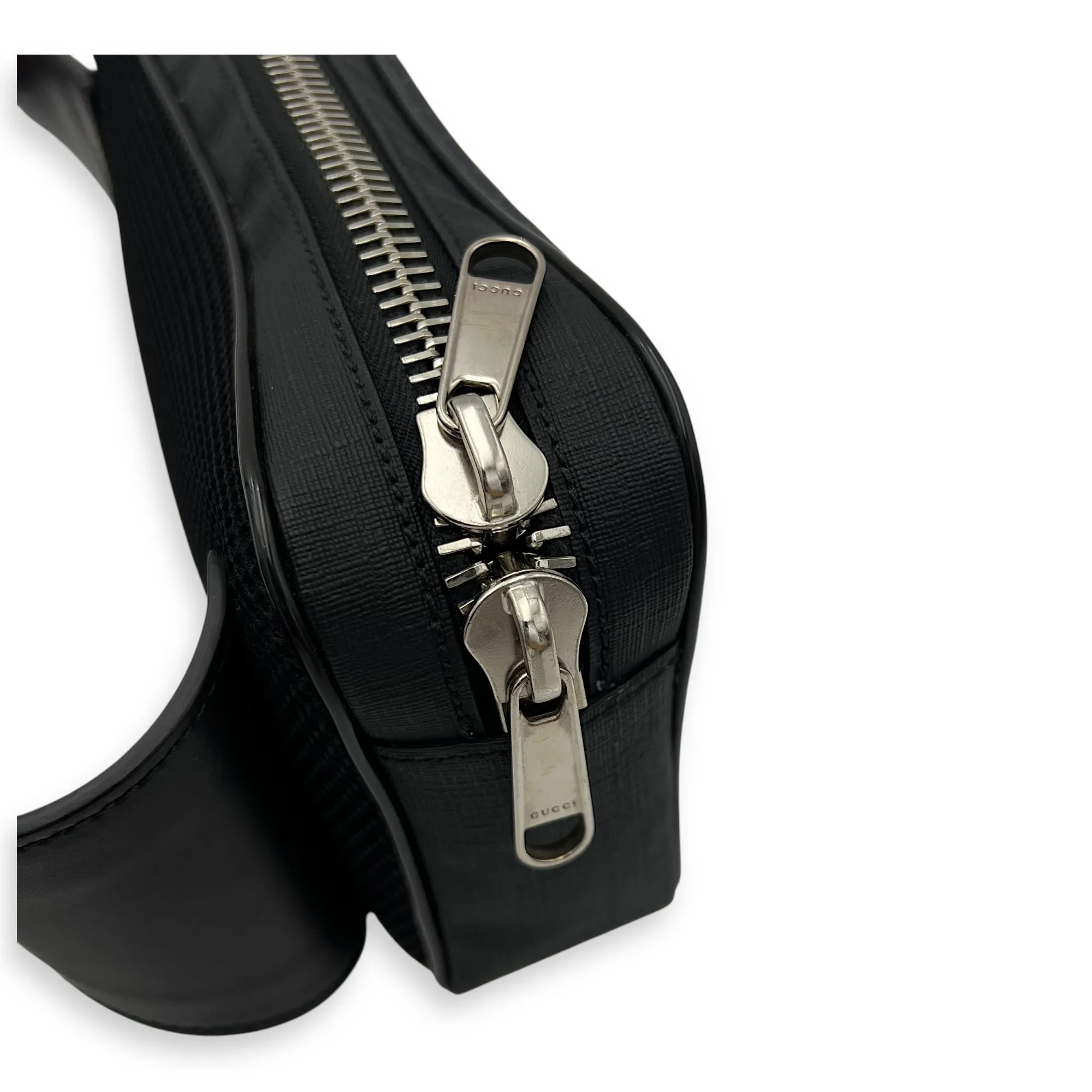 GG Supreme Belt Bag Black in Monogram Coated Canvas, Silver hardware