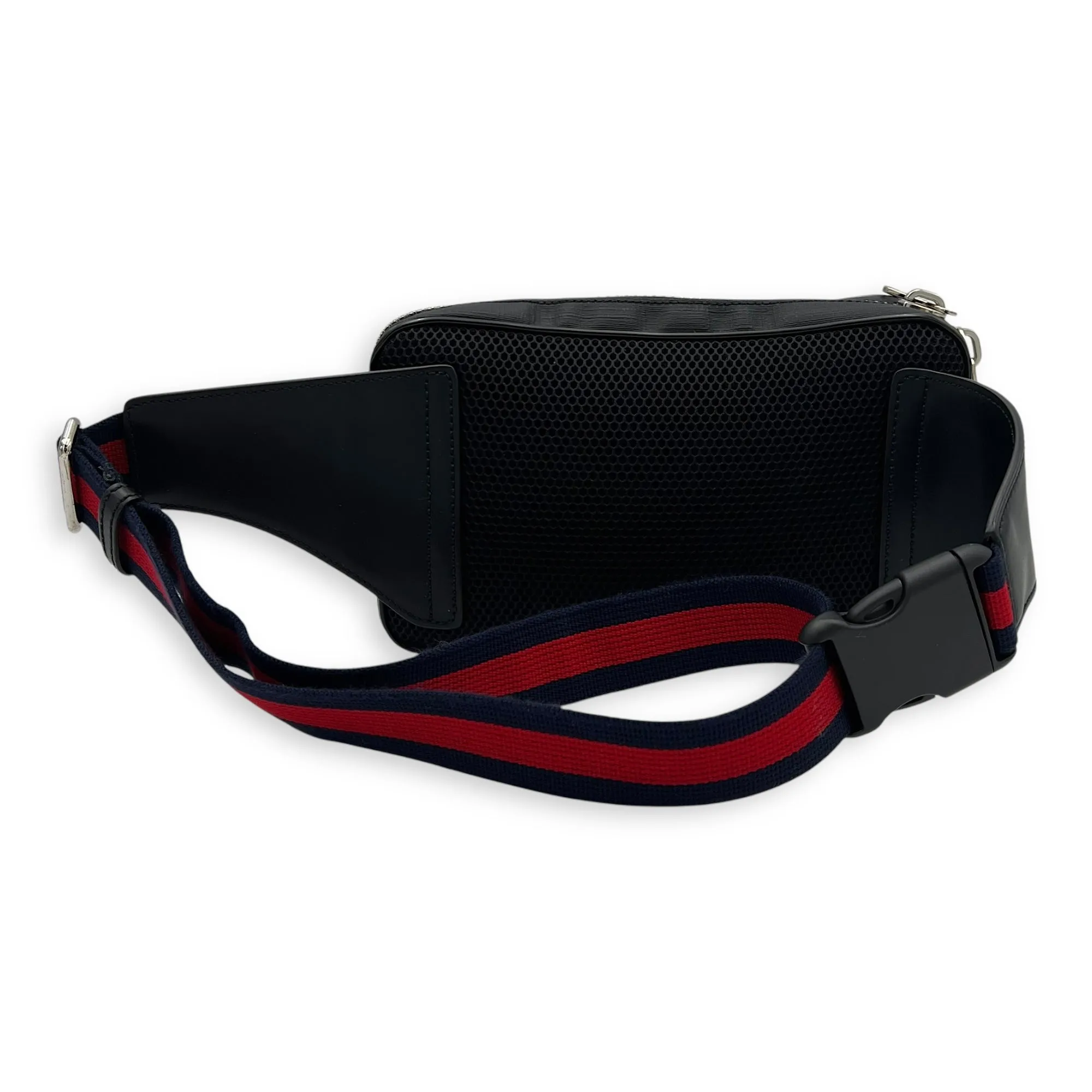 GG Supreme Belt Bag Black in Monogram Coated Canvas, Silver hardware