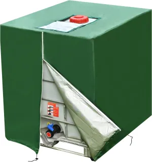Green zipper IBC Tote Cover 275 Gallon Outdoor Rain Barrel Water Tank for 1000L 420D Protective Cover