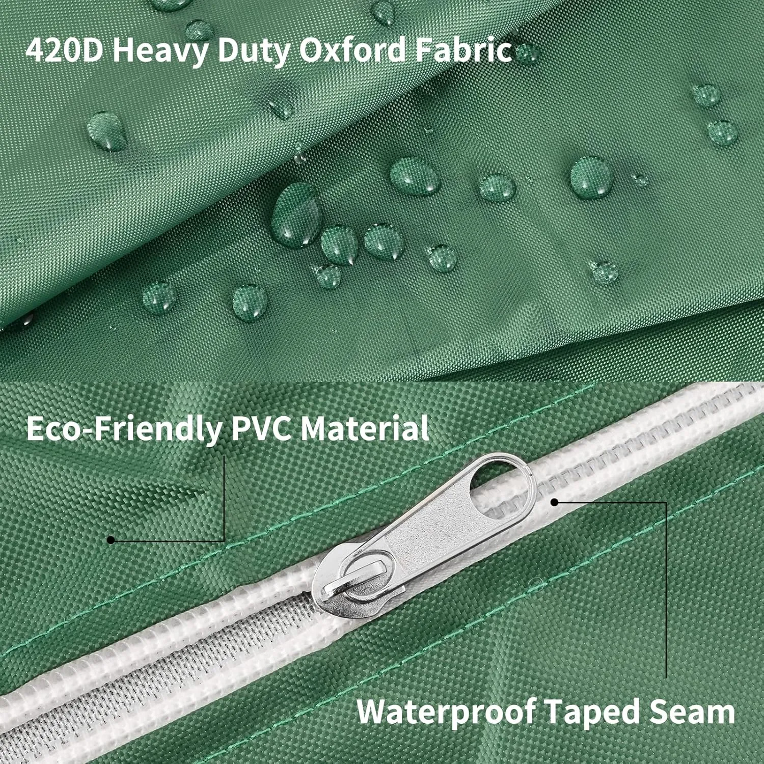 Green zipper IBC Tote Cover 275 Gallon Outdoor Rain Barrel Water Tank for 1000L 420D Protective Cover
