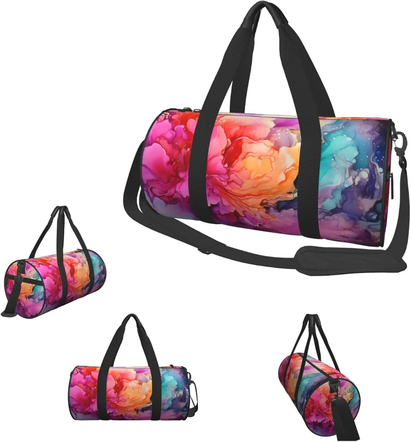 Gym Bags Small Colorful Watercolor Painting Duffel Bag Overnight Bag with Shoe Compartment Carryon Bag for Men Women