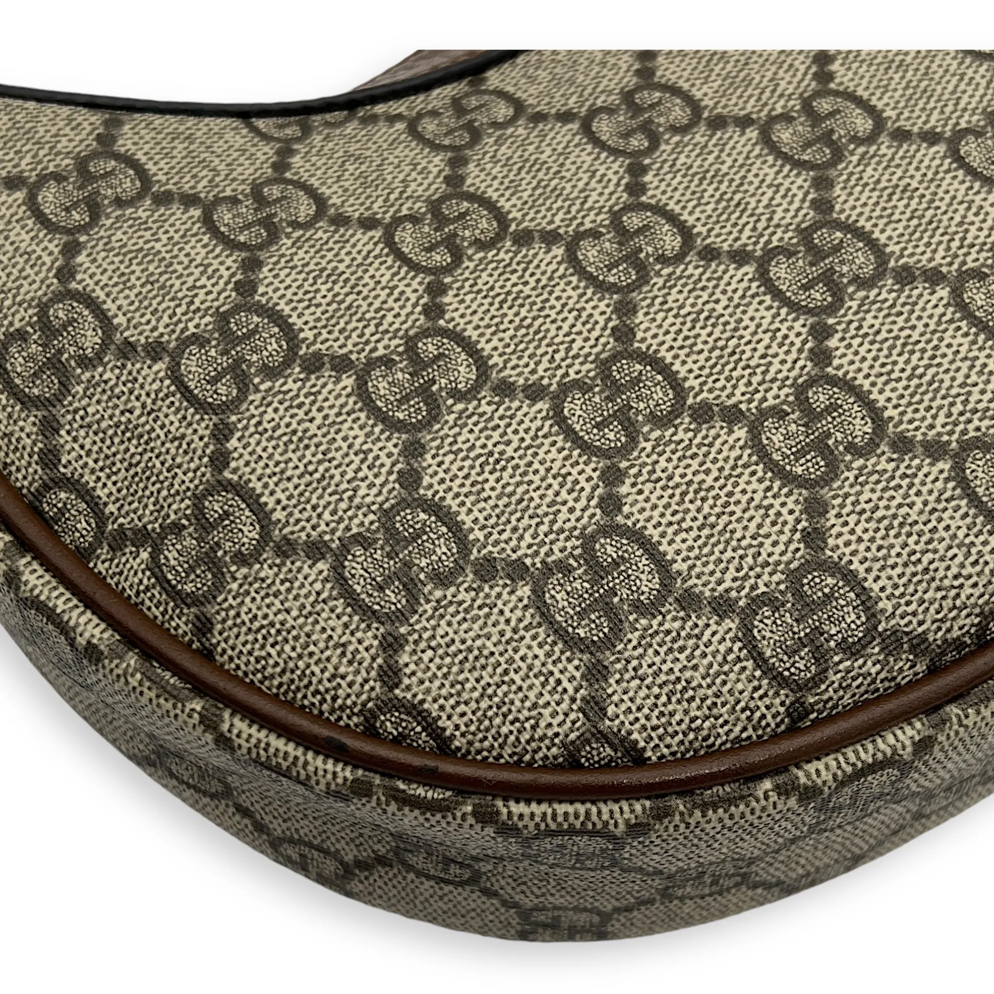 Half Moon Shoulder Bag Brown in Monogram Coated Canvas, Gold hardware