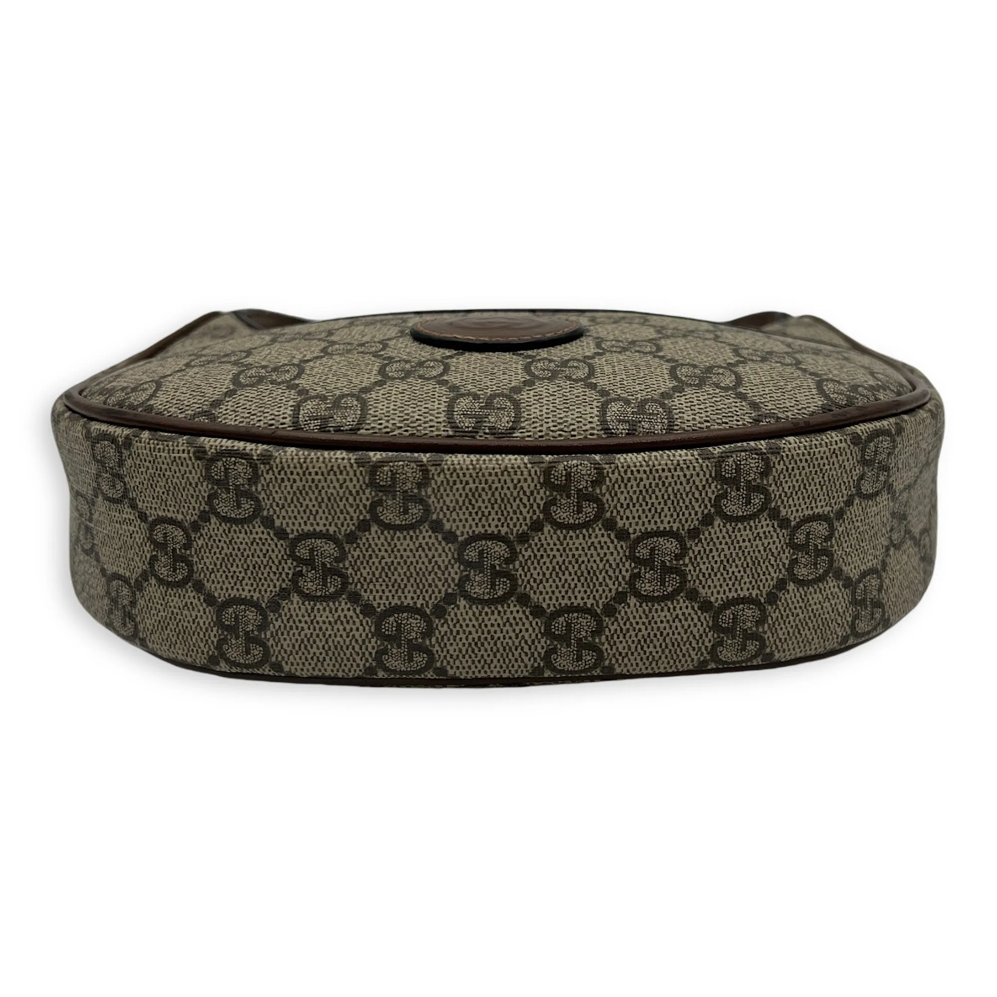 Half Moon Shoulder Bag Brown in Monogram Coated Canvas, Gold hardware