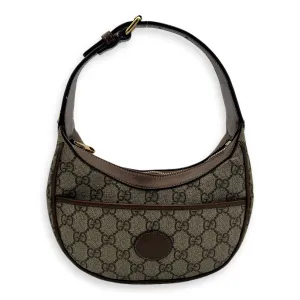 Half Moon Shoulder Bag Brown in Monogram Coated Canvas, Gold hardware