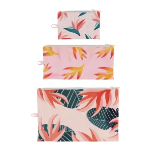 Hawaiian Flowers Flat Pouch, Set of 3