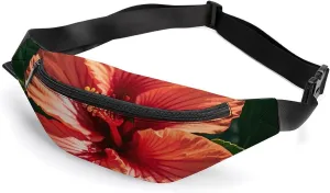Hibiscus Flower Belt Bag with Adjustable Strap, Lightweight Travel Crossbody Bags, Hands-Free Mini Fanny Packs in Running Gym