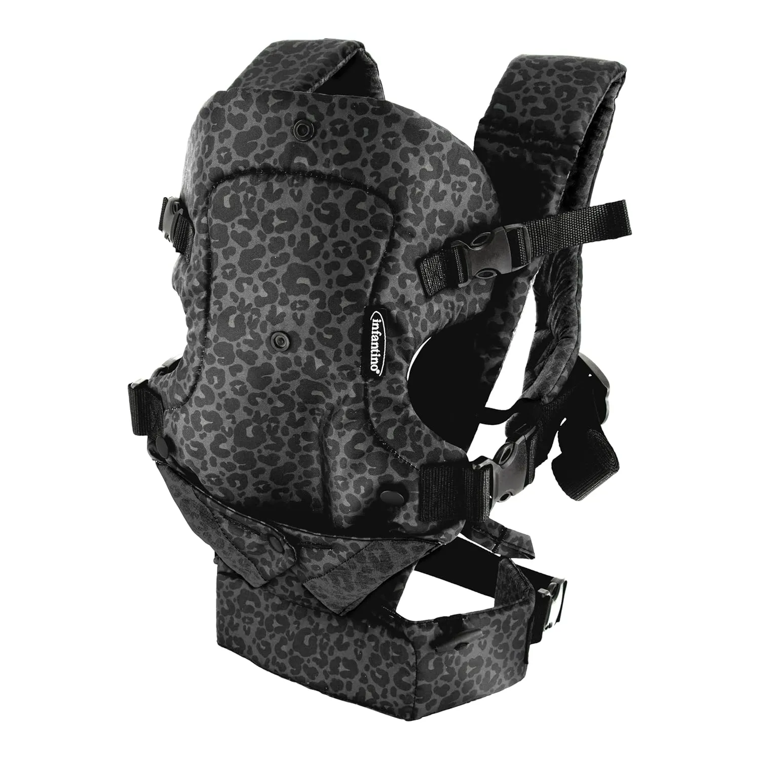 Infantino Flip Advanced 4-in-1 Baby Carrier - Ergonomic, Convertible, Face-in and Face-Out Front and Back Baby Carrier for Newborn to Toddler 8-32 lbs, Black & Gray Leopard