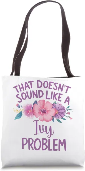 Ivy Personalized Cute Flower Girls Ivy Name Tote Bag