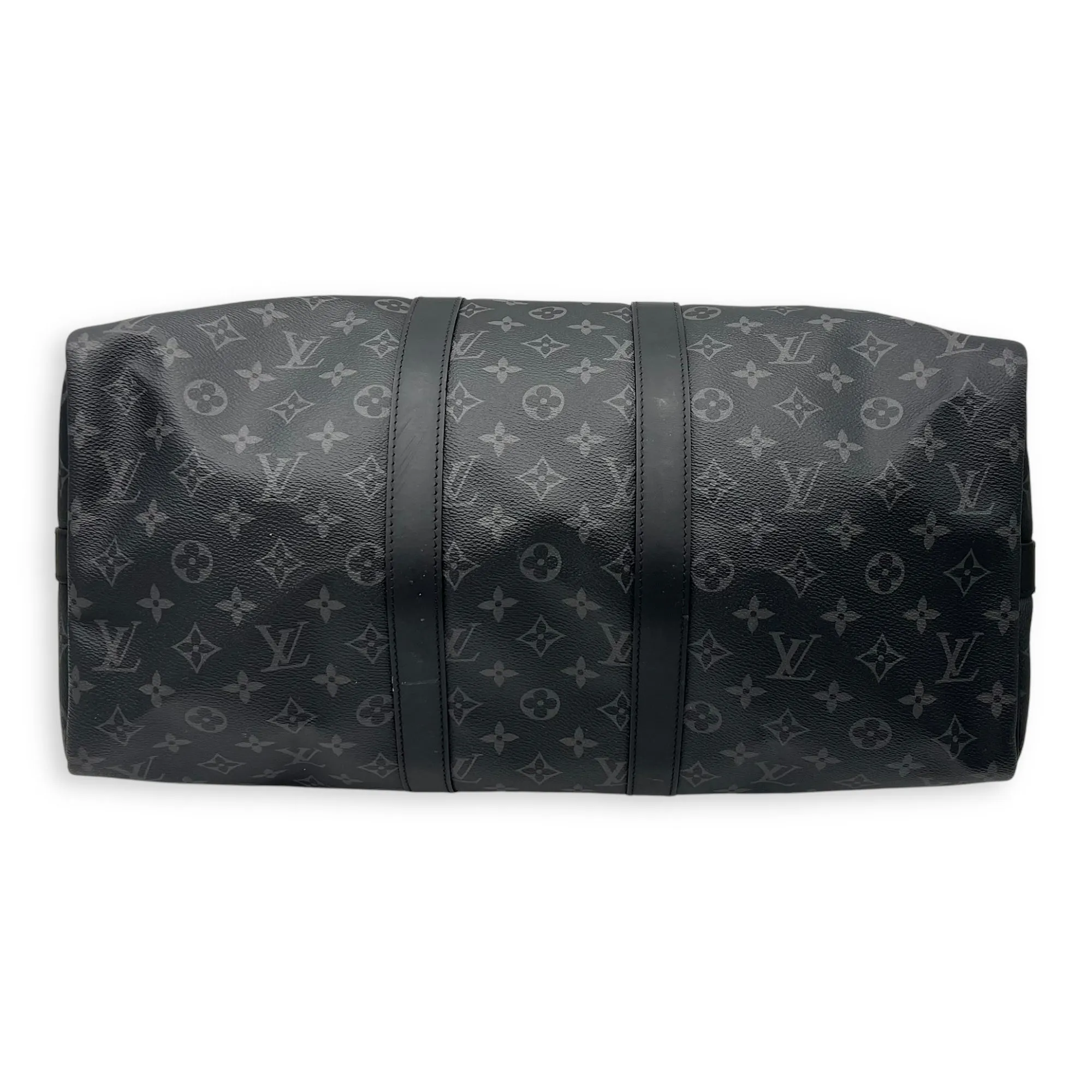 Keepall Bandouliere 45 Monogram Eclipse Duffle Bag in Coated Canvas, Silver hardware