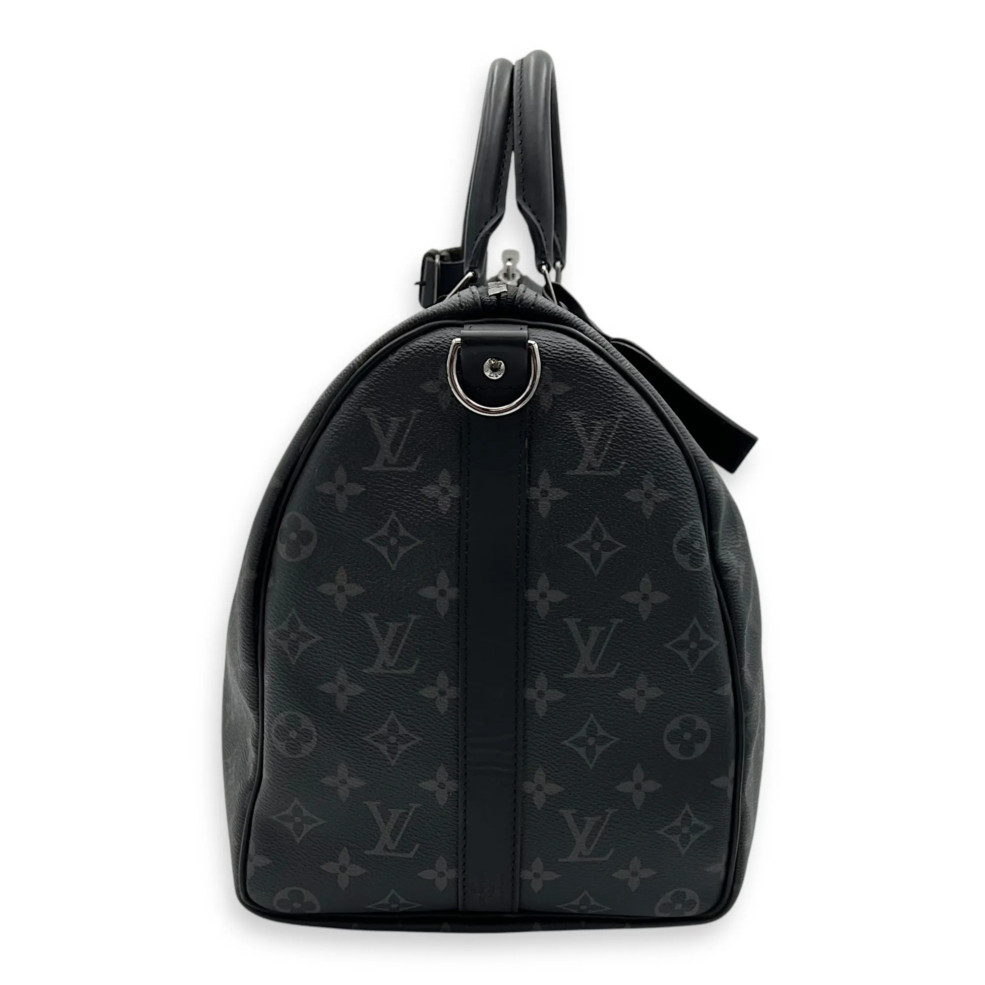 Keepall Bandouliere 45 Monogram Eclipse Duffle Bag in Coated Canvas, Silver hardware