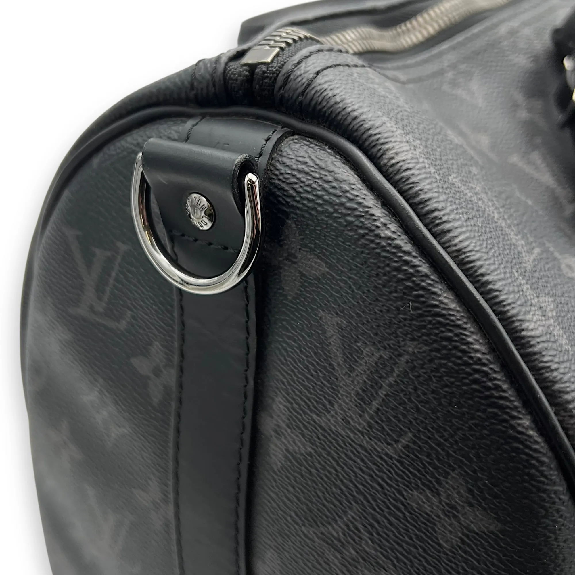Keepall Bandouliere 45 Monogram Eclipse Duffle Bag in Coated Canvas, Silver hardware