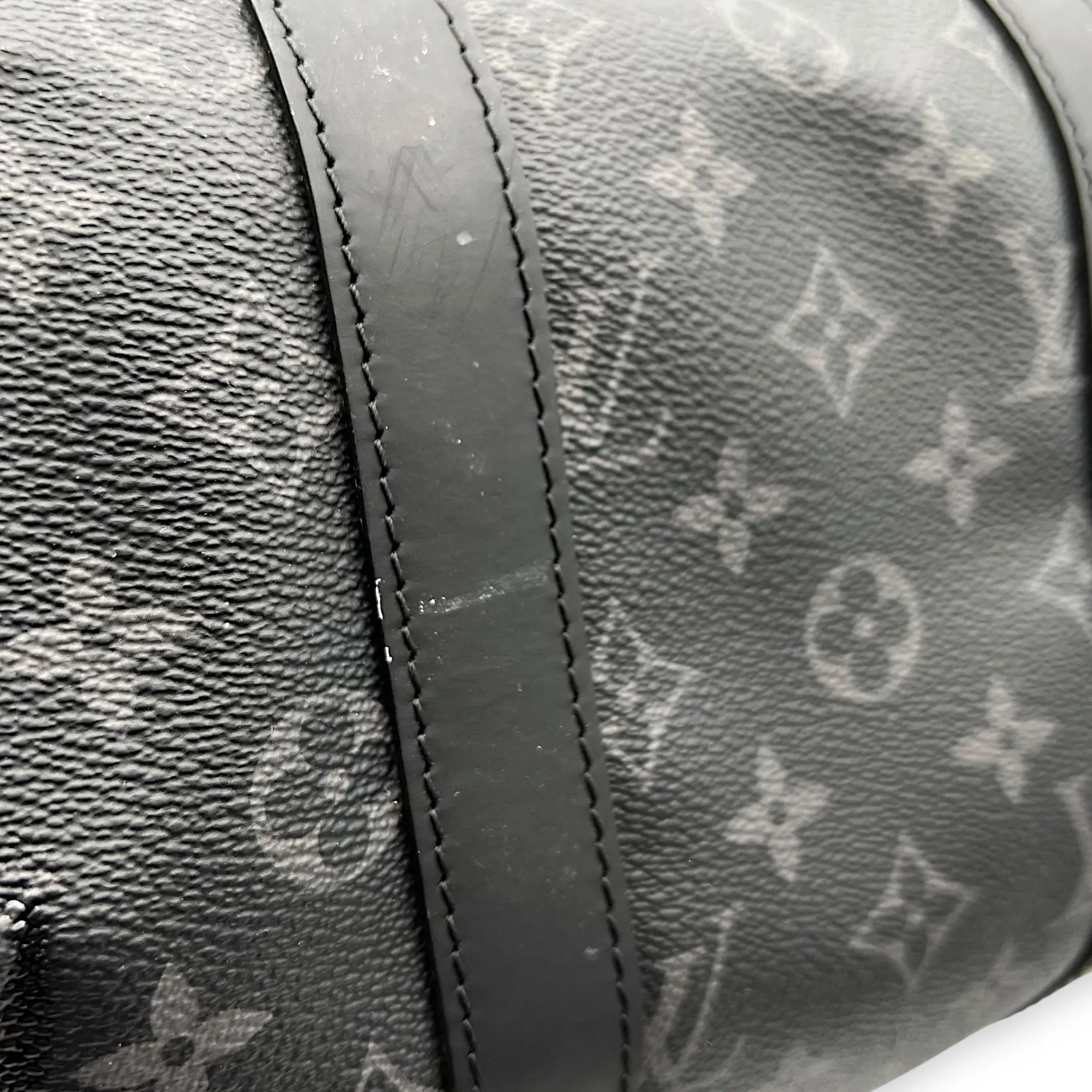 Keepall Bandouliere 45 Monogram Eclipse Duffle Bag in Coated Canvas, Silver hardware
