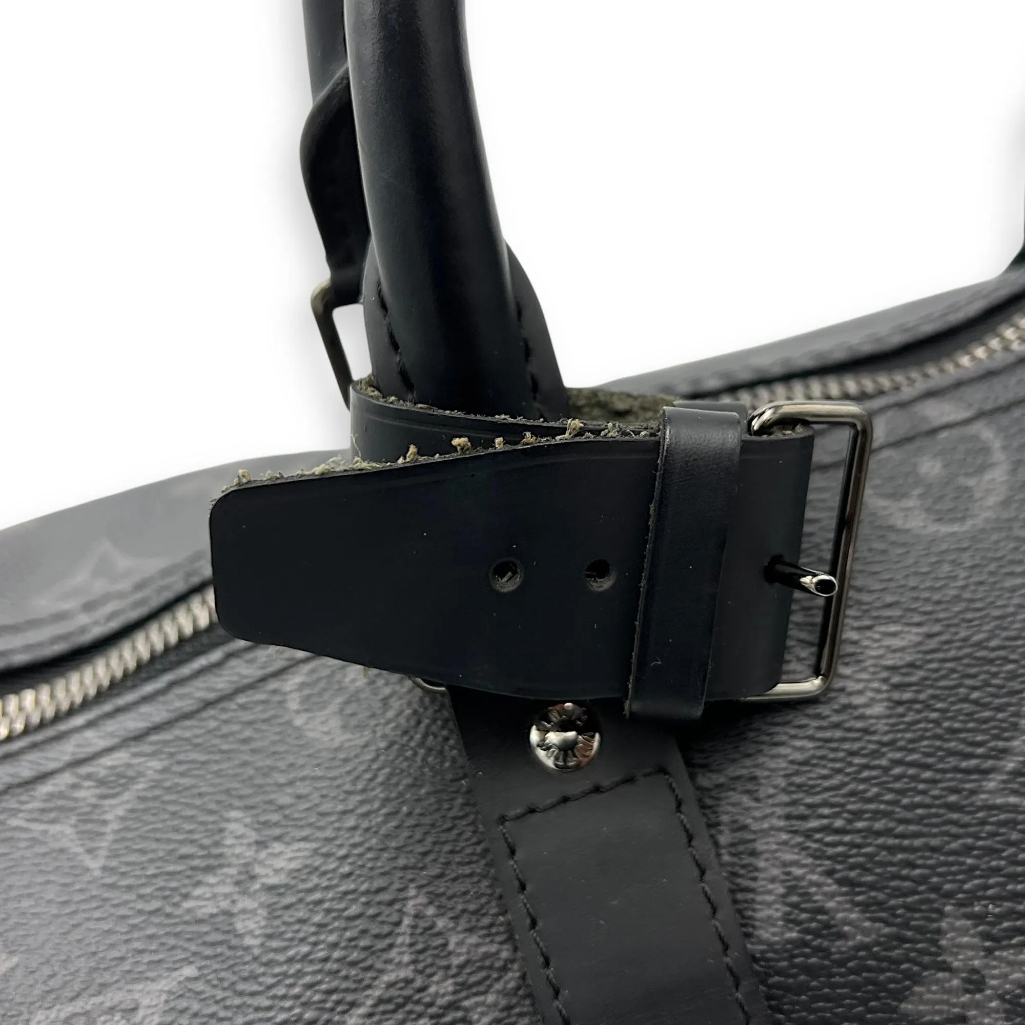 Keepall Bandouliere 45 Monogram Eclipse Duffle Bag in Coated Canvas, Silver hardware