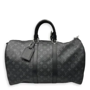 Keepall Bandouliere 45 Monogram Eclipse Duffle Bag in Coated Canvas, Silver hardware