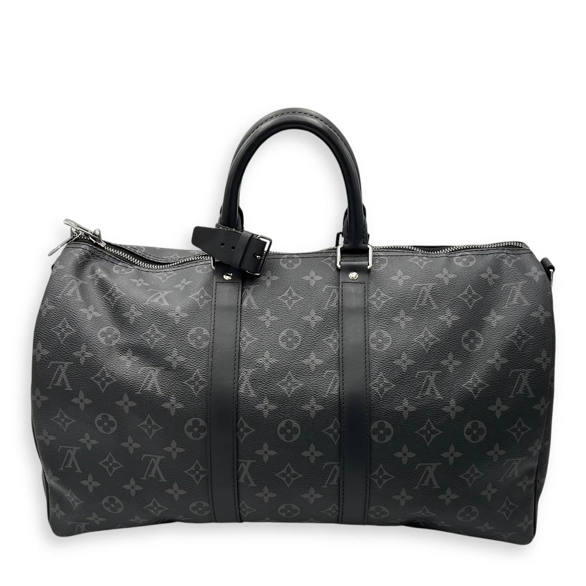 Keepall Bandouliere 45 Monogram Eclipse Duffle Bag in Coated Canvas, Silver hardware