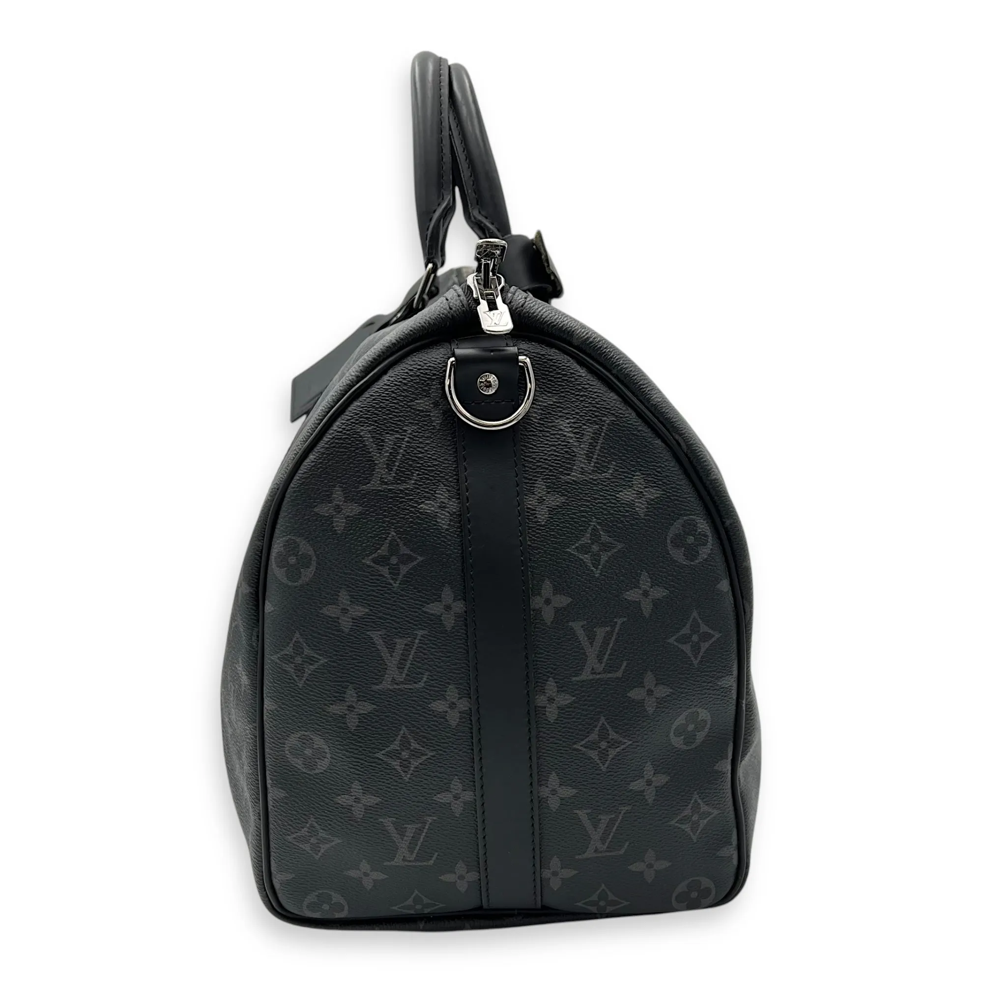 Keepall Bandouliere 45 Monogram Eclipse Duffle Bag in Coated Canvas, Silver hardware