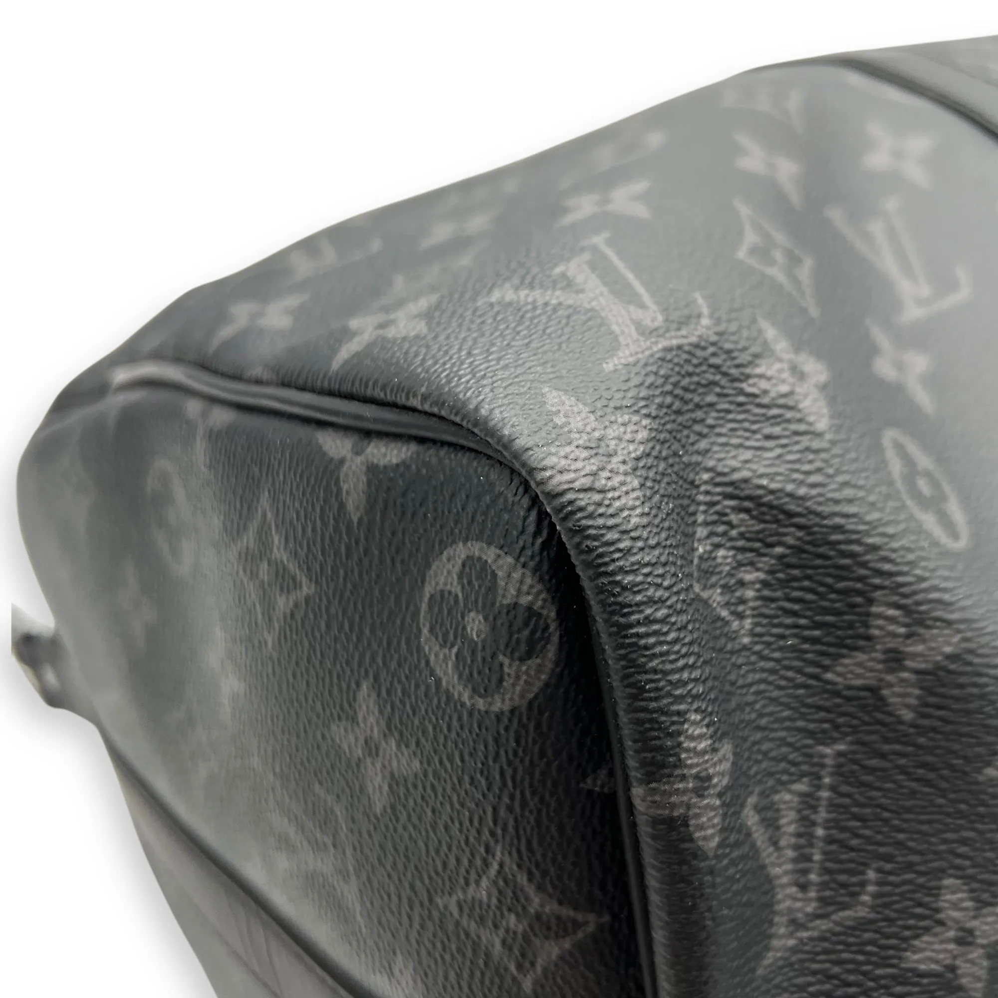 Keepall Bandouliere 45 Monogram Eclipse Duffle Bag in Coated Canvas, Silver hardware