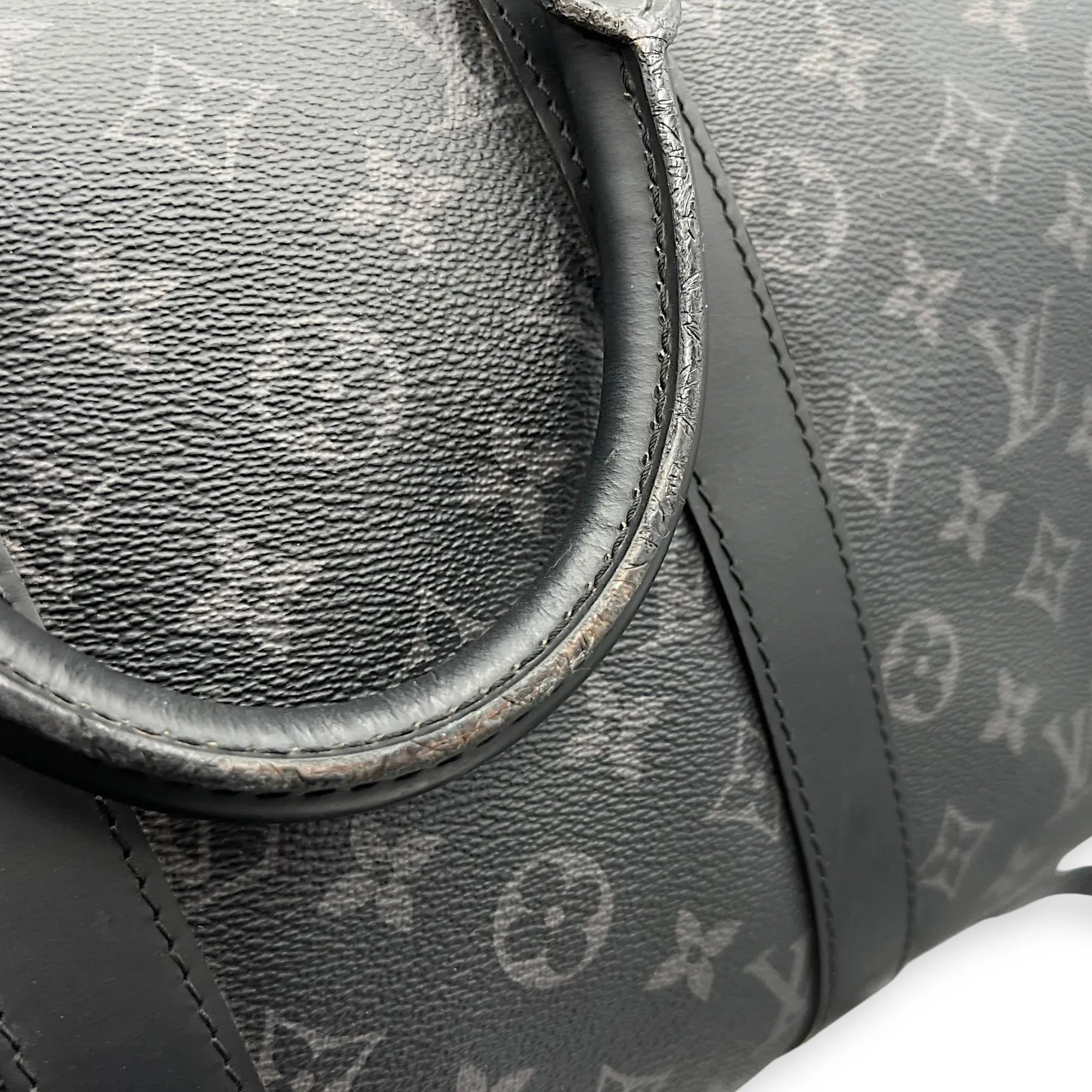 Keepall Bandouliere 45 Monogram Eclipse Duffle Bag in Coated Canvas, Silver hardware